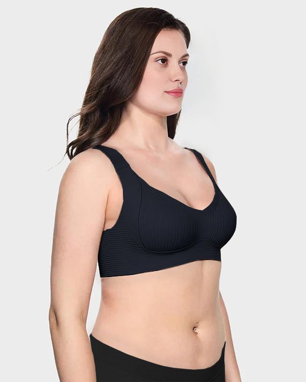 ️Women's Ribbed Push Up Adjustable Wireless Bra