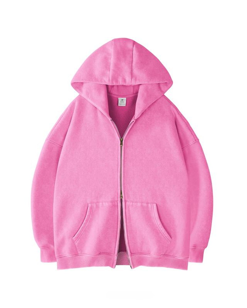 Oversized Unisex Acid Wash Zip Hoodie