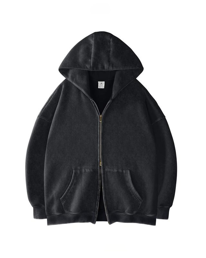Oversized Unisex Acid Wash Zip Hoodie