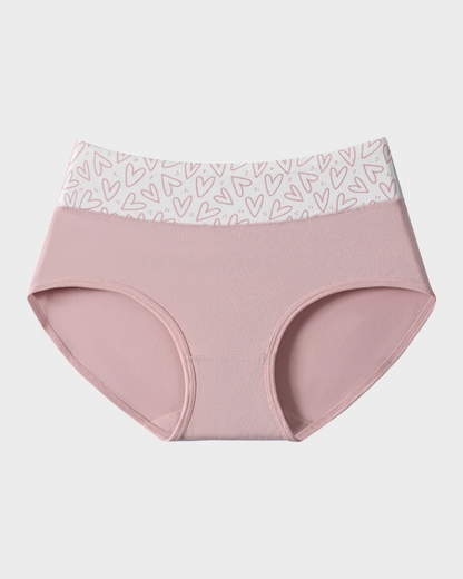 Soft Cotton Heart Print High-Waist Panties (6 Pack)