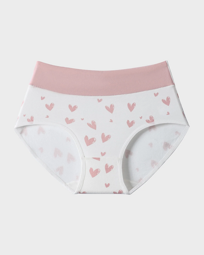 Soft Cotton Heart Print High-Waist Panties (6 Pack)