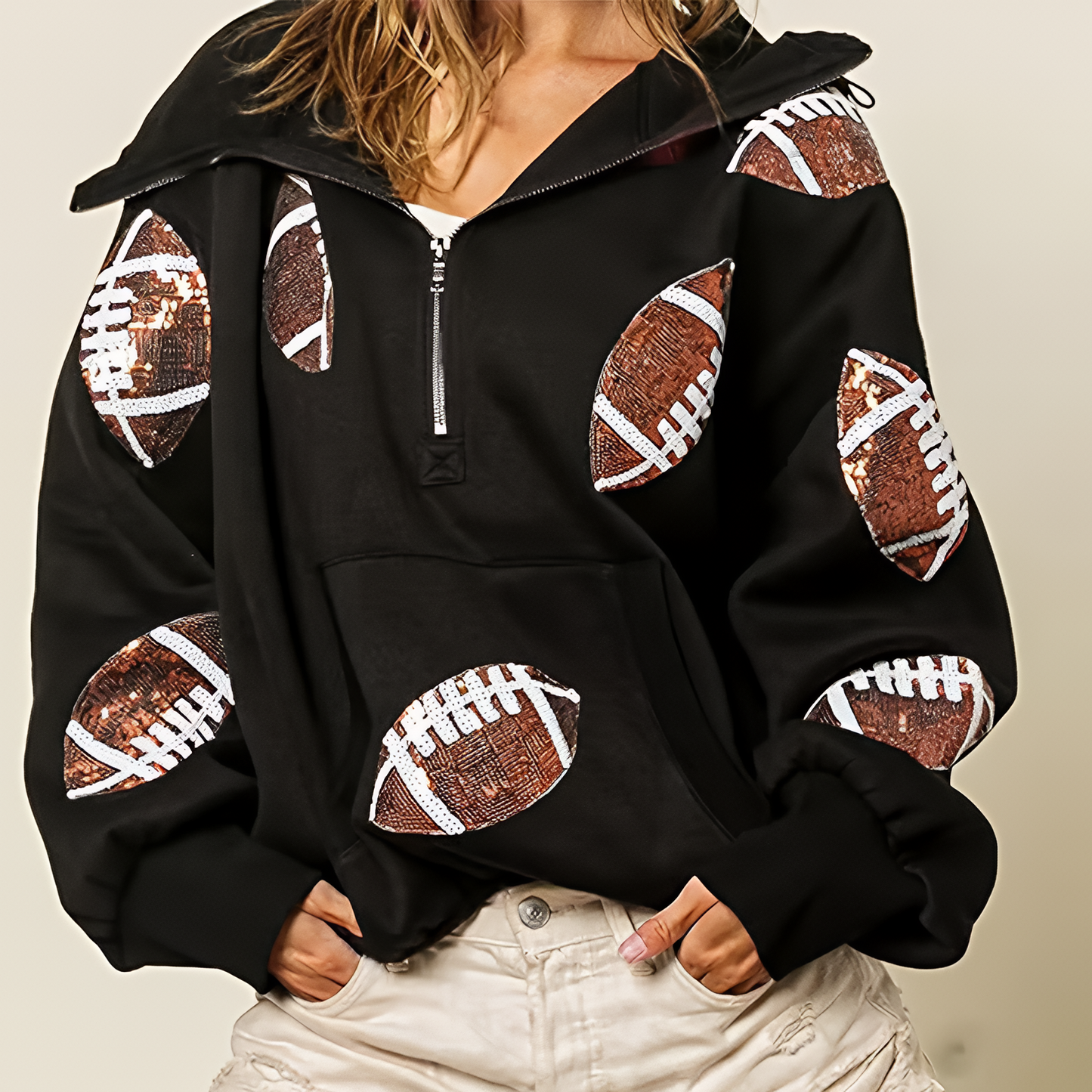 ‘Glam Kickoff’ Long Sleeve Zip Hoodie
