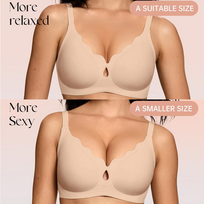 Women Water Drop Hollow Scalloped Flowers V Neck Bras