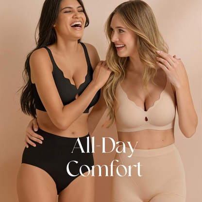 Women Water Drop Hollow Scalloped Flowers V Neck Bras