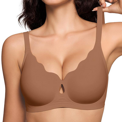 Women Water Drop Hollow Scalloped Flowers V Neck Bras