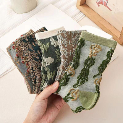 5 Pairs Womens Floral Socks