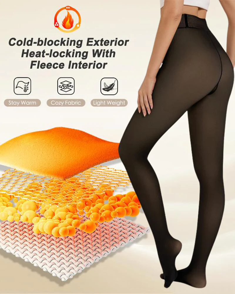 Semi-Transparent Single Seam Fleece Lined Tights