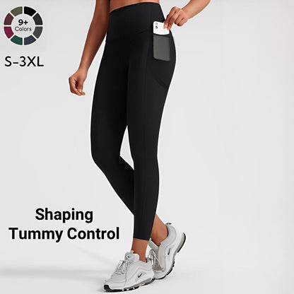 High-waisted tummy-controlling and body-shaping training leggings