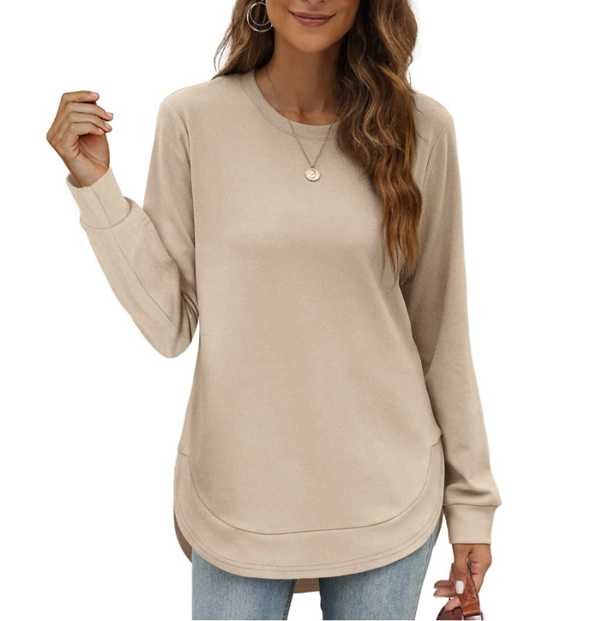 Women's Sweatshirt Crewneck Curved Hem