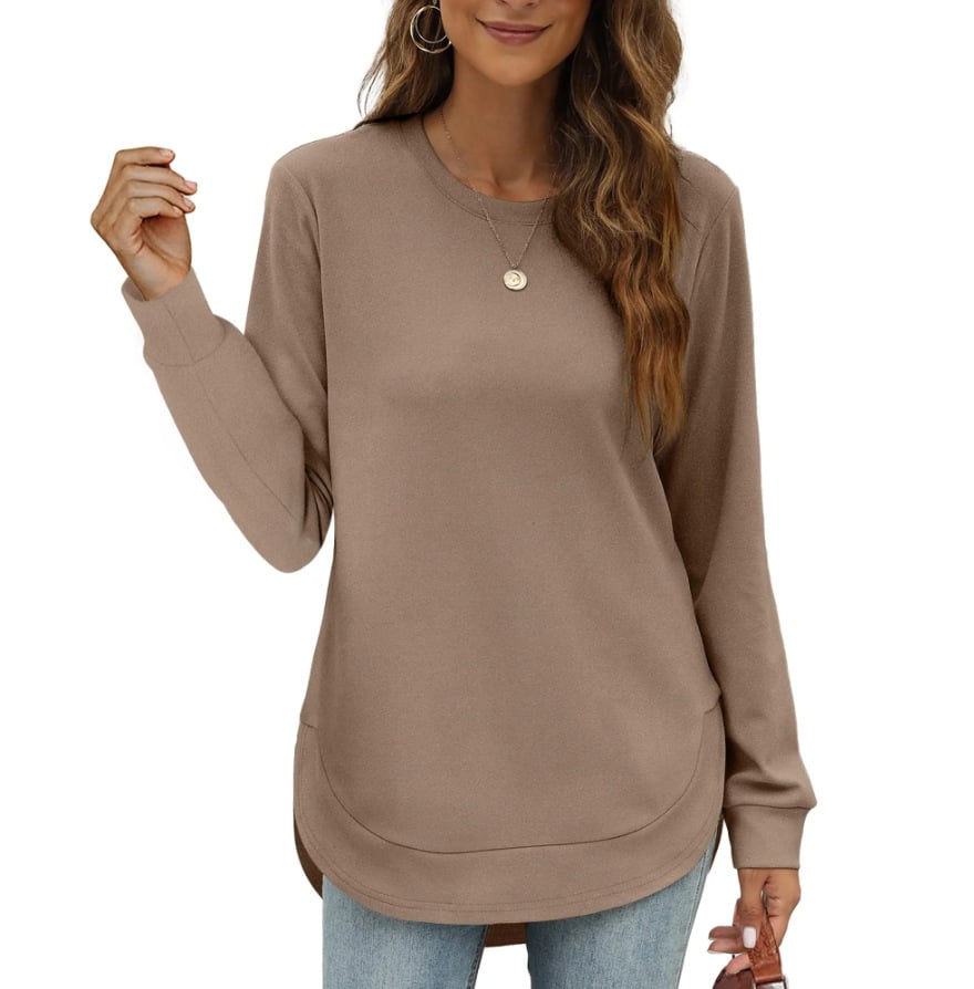 Women's Sweatshirt Crewneck Curved Hem