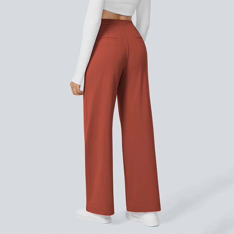 High-Waist Straight-Leg Work Pants Set