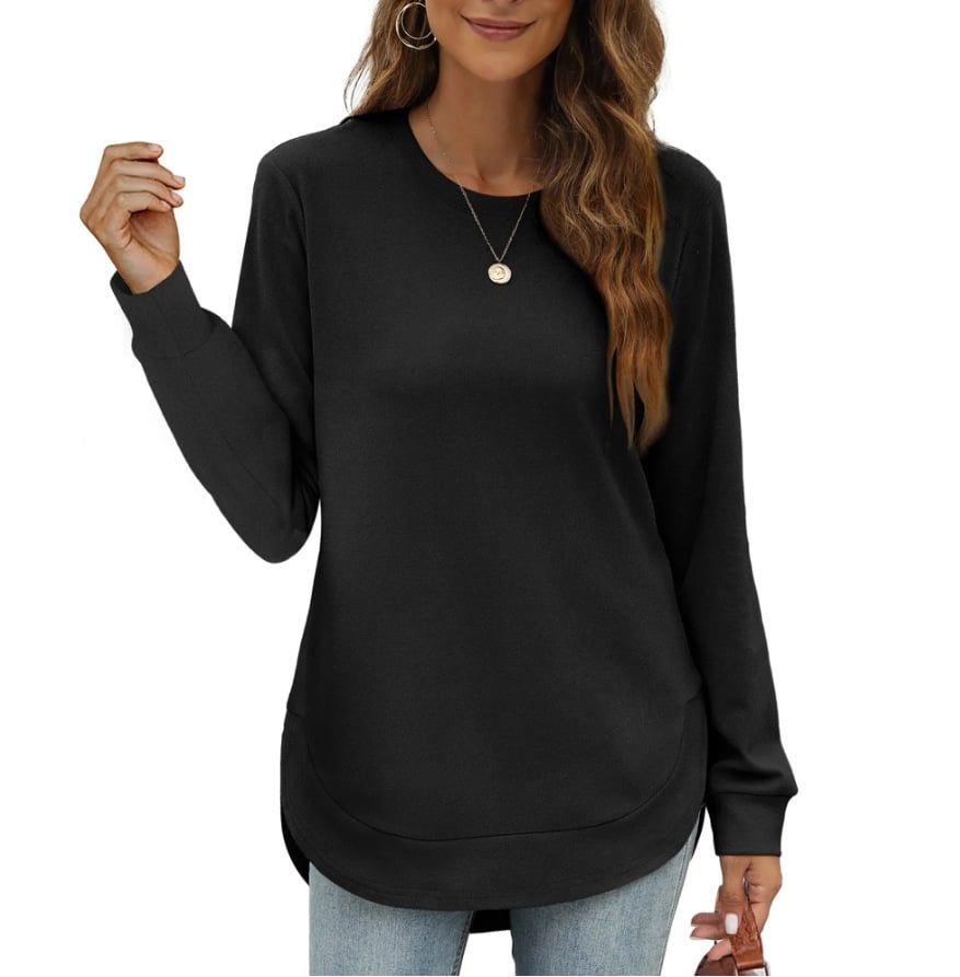 Women's Sweatshirt Crewneck Curved Hem