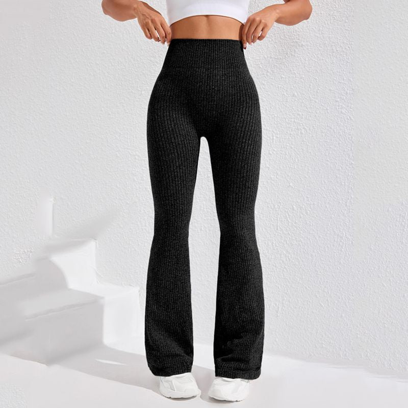 High Waisted Threaded Horn Yoga Pants, Hip Lifting Fitness Pants