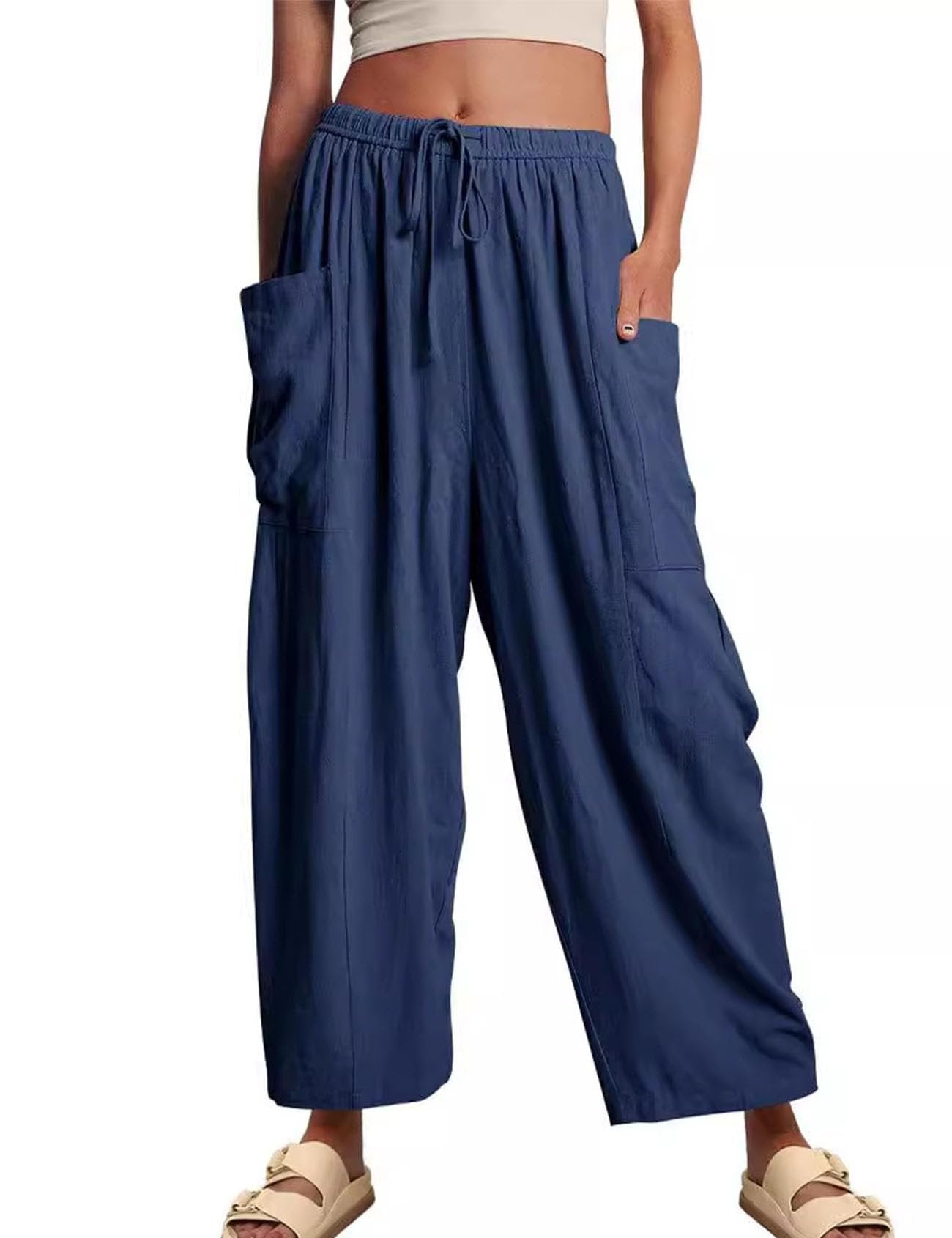Women's Linen Casual Wide Leg Pants
