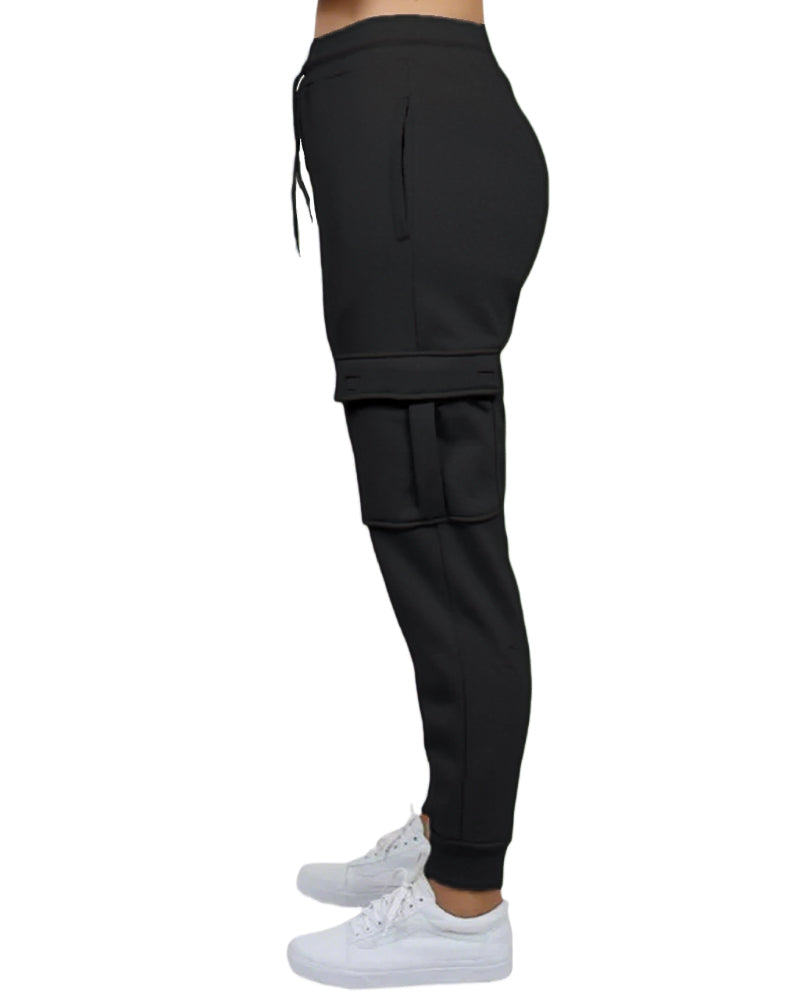 Women's Loose Fit Fleece Jogger Sweatpants with Velcro Cargo Pockets