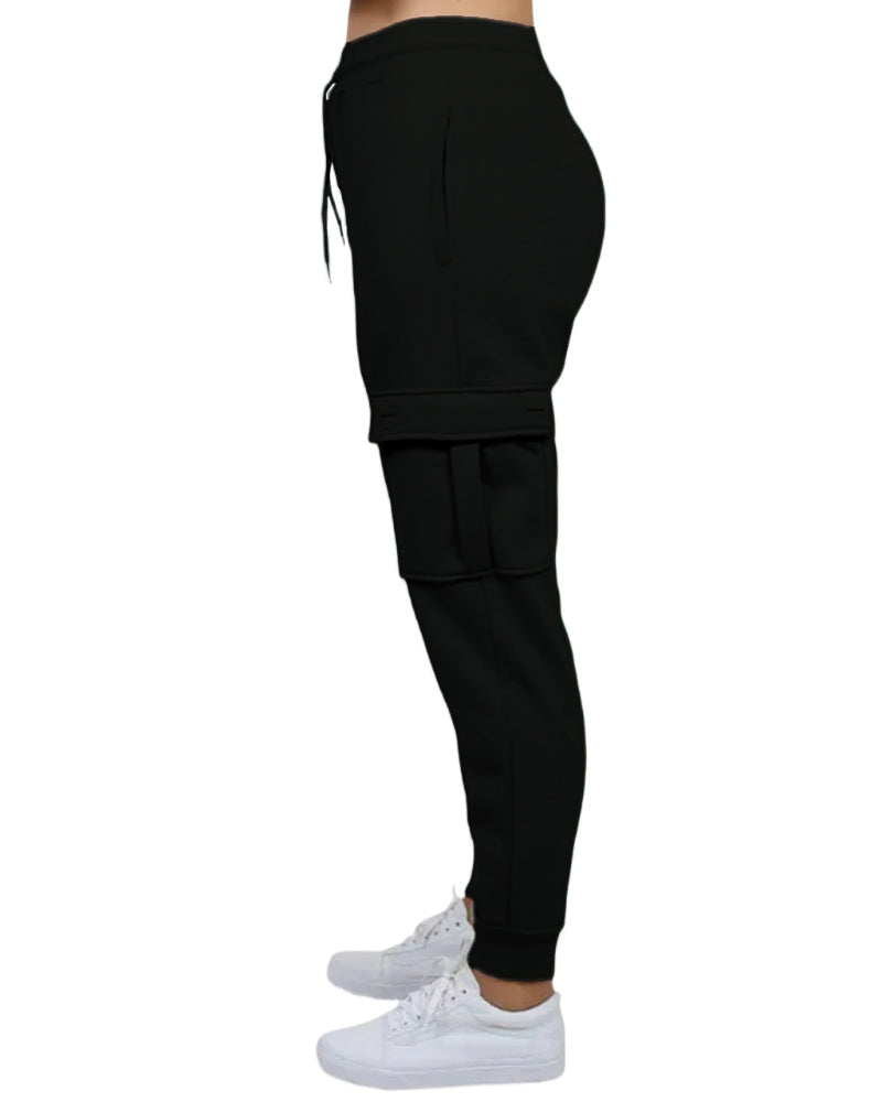 Women's Loose Fit Fleece Jogger Sweatpants with Velcro Cargo Pockets