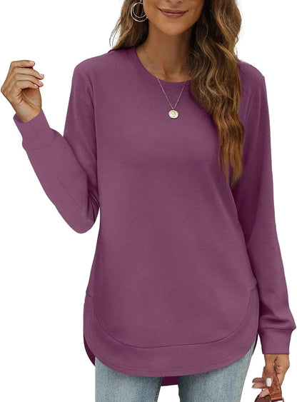 Women's Sweatshirt Crewneck Curved Hem