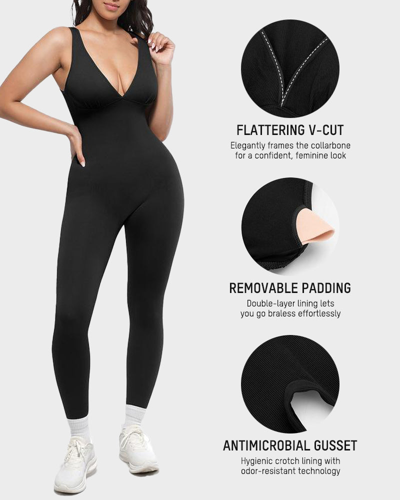 Deep V Tummy Control Sculpting Jumpsuit