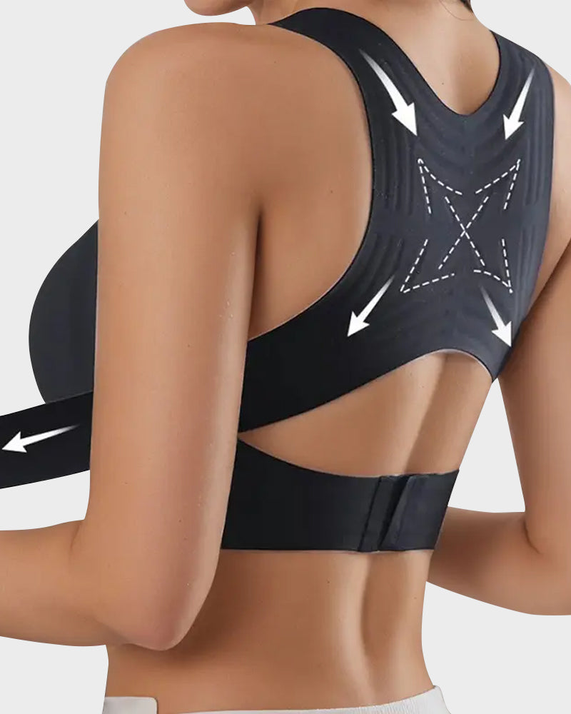 Front Closure Cross-Back Wireless Posture Bra