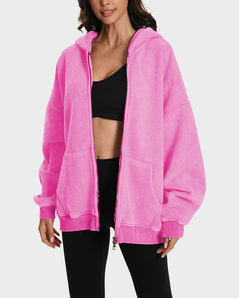 Oversized Unisex Acid Wash Zip Hoodie