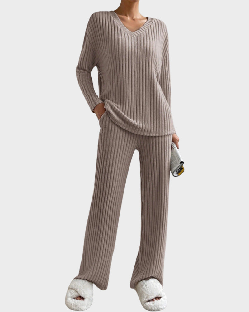 Soft V-Neck Two-Piece Lounge Set