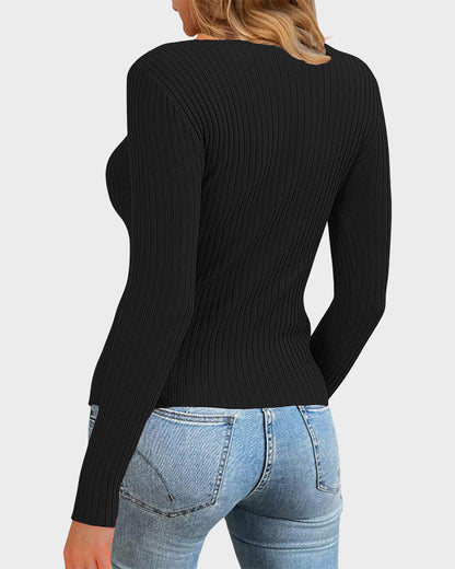 Twist Front Cutout Knit Sweater