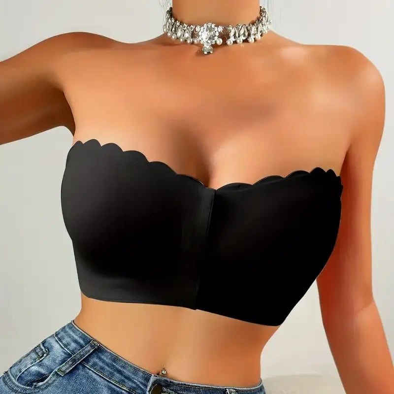 Seamless Front Closure Strapless Bandeau Bra