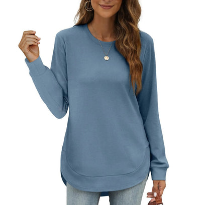 Women's Sweatshirt Crewneck Curved Hem