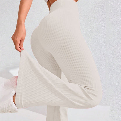 High Waisted Threaded Horn Yoga Pants, Hip Lifting Fitness Pants